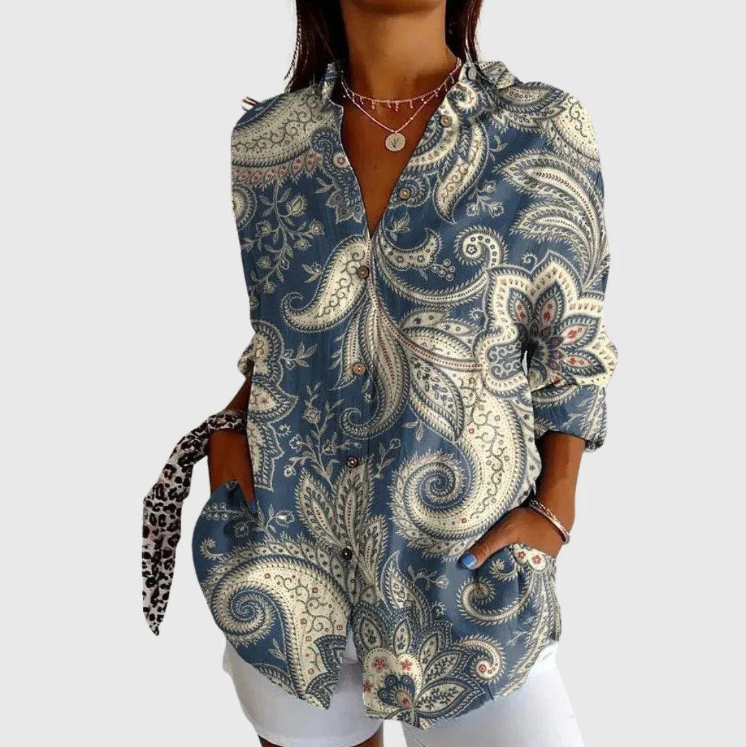Zandy | Women's Colorful Floral Button-Up Shirt