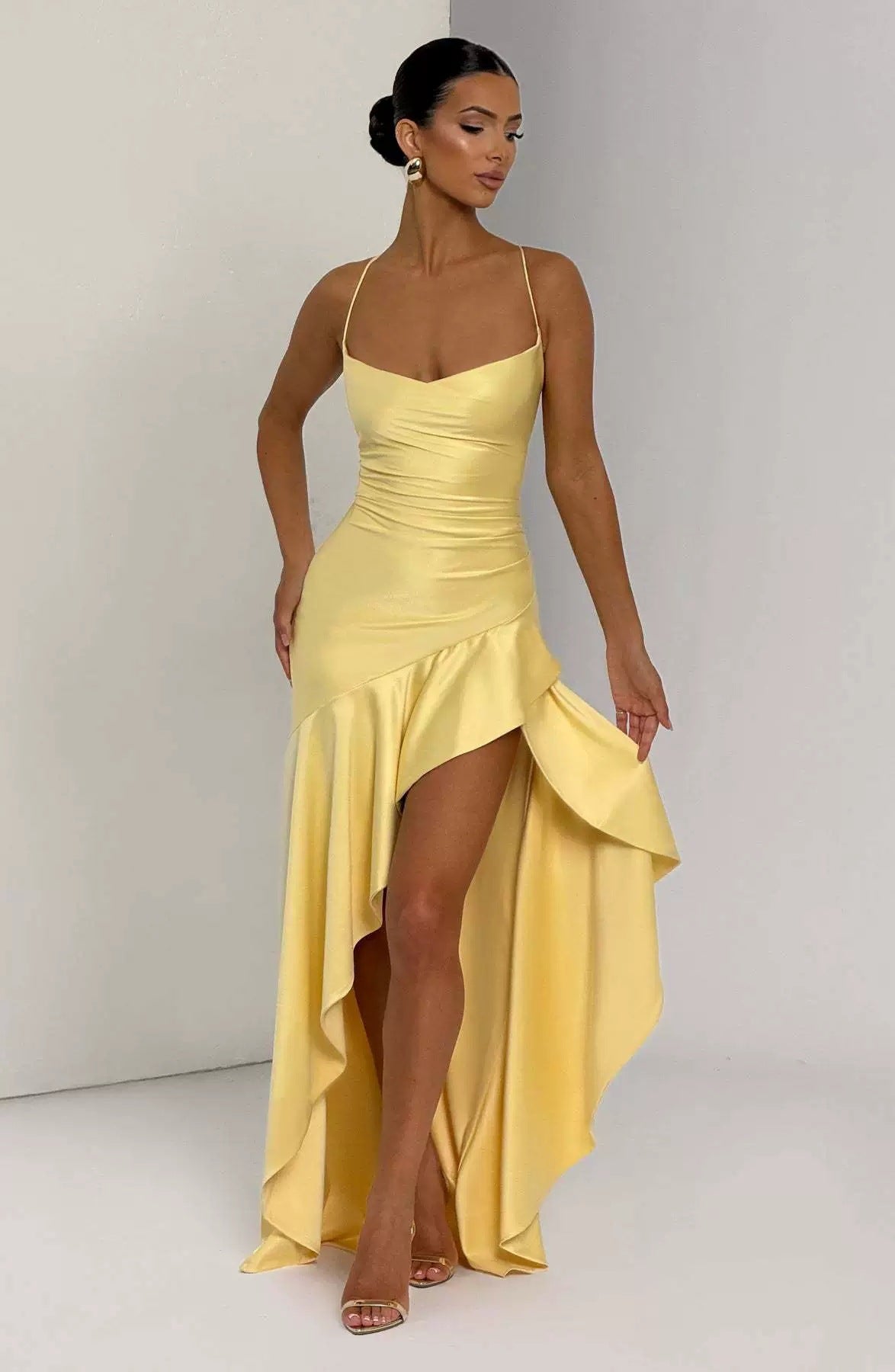 Nicolene | Women's High-Low Ruched Maxi Dress