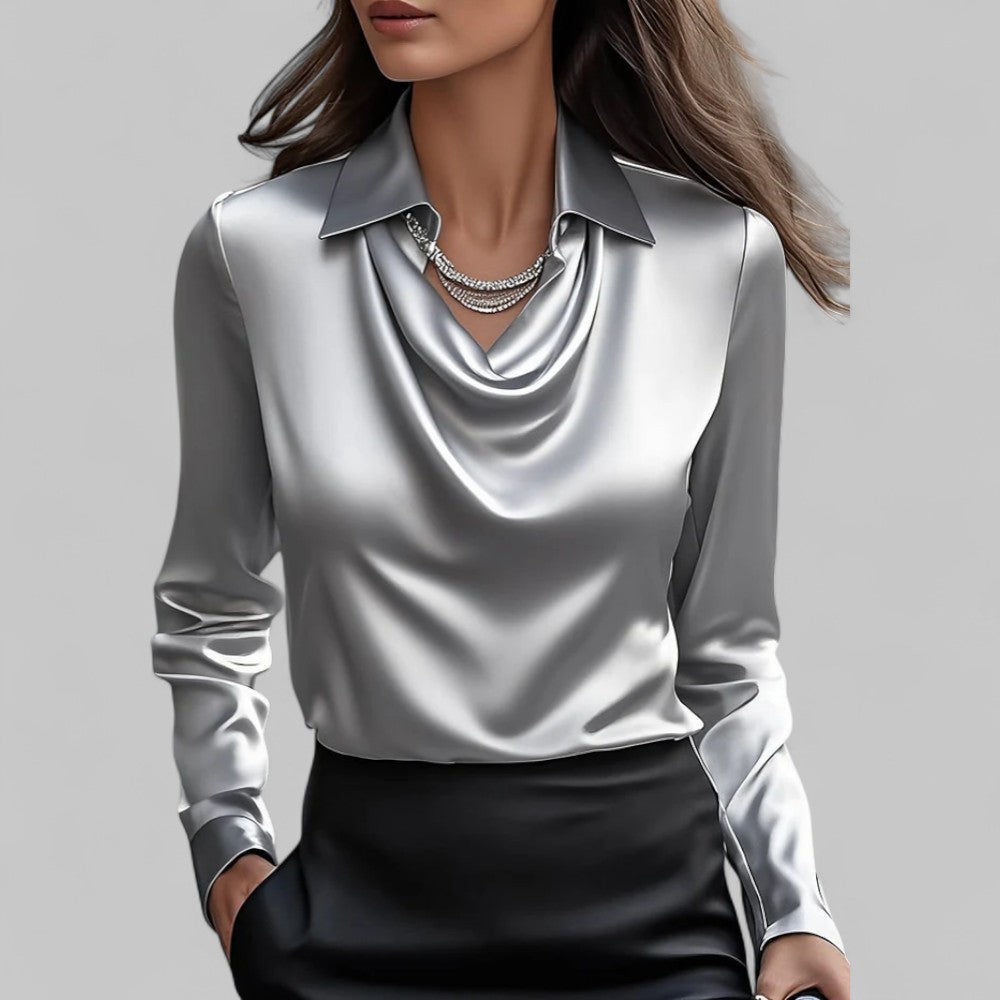 Sonja | Women's Cowl-Neck Satin Blouse