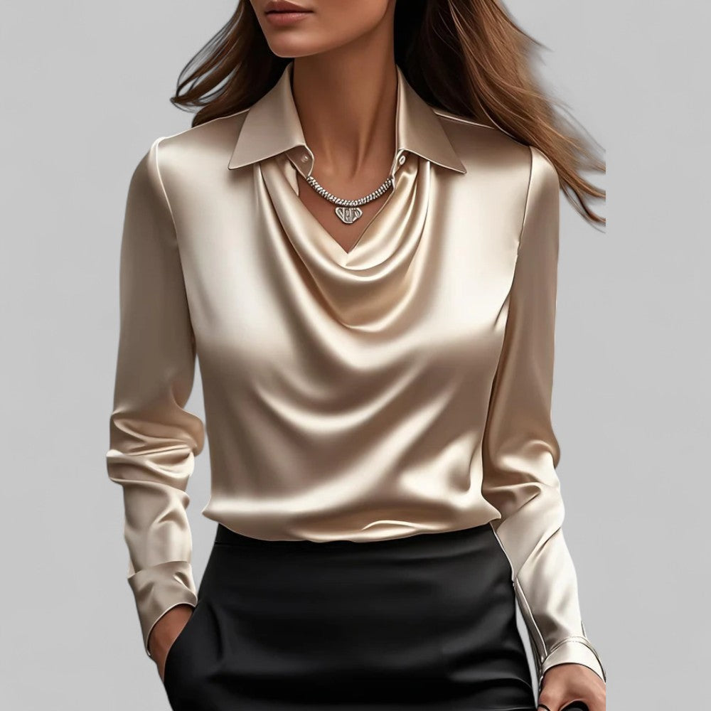 Sonja | Women's Cowl-Neck Satin Blouse