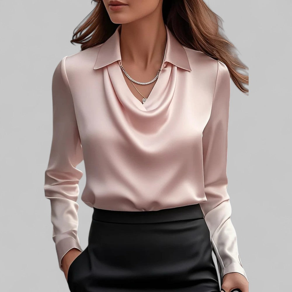 Sonja | Women's Cowl-Neck Satin Blouse