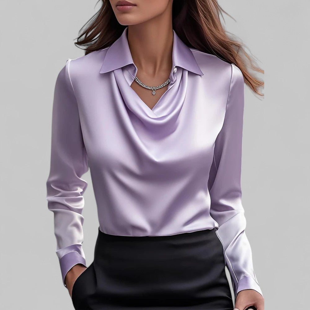 Sonja | Women's Cowl-Neck Satin Blouse