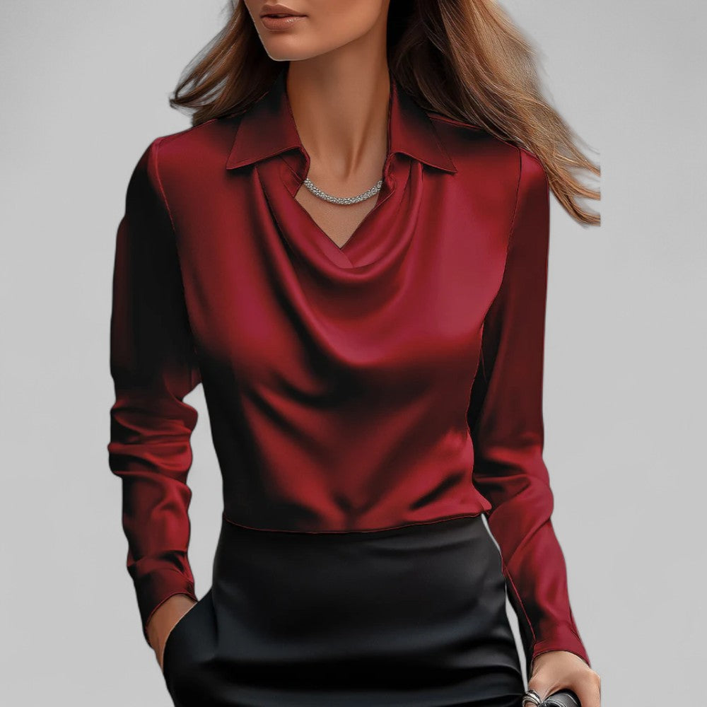 Sonja | Women's Cowl-Neck Satin Blouse