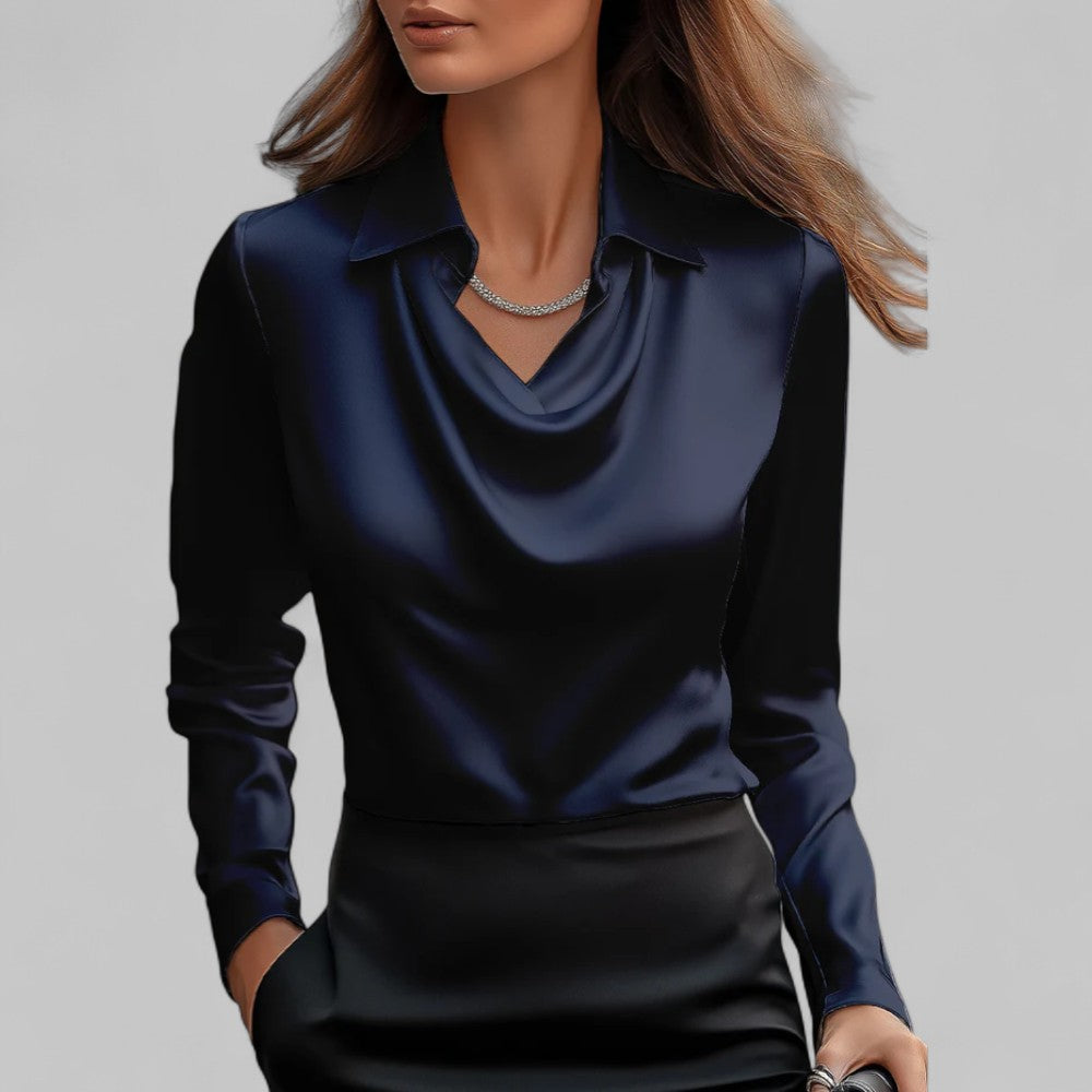 Sonja | Women's Cowl-Neck Satin Blouse