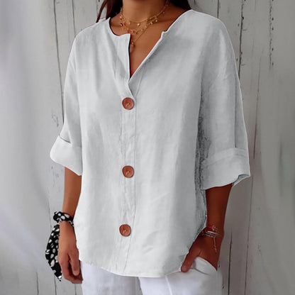Clara | Women's Relaxed Linen-Style Blouse