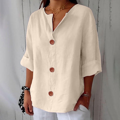 Clara | Women's Relaxed Linen-Style Blouse