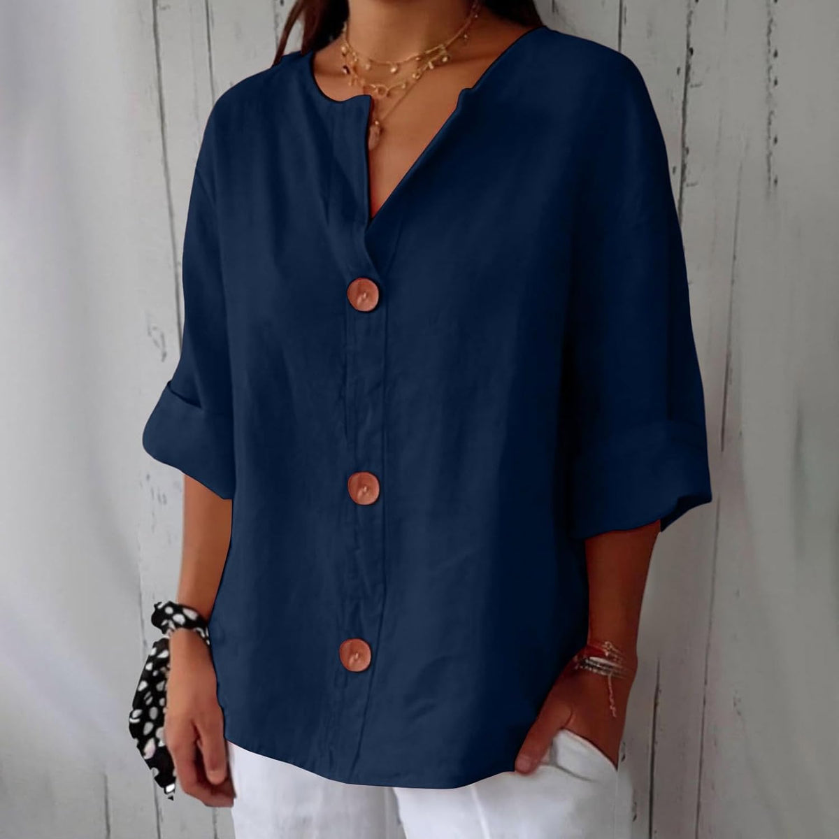 Clara | Women's Relaxed Linen-Style Blouse
