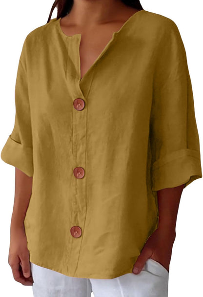 Clara | Women's Relaxed Linen-Style Blouse
