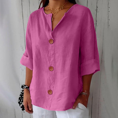 Clara | Women's Relaxed Linen-Style Blouse