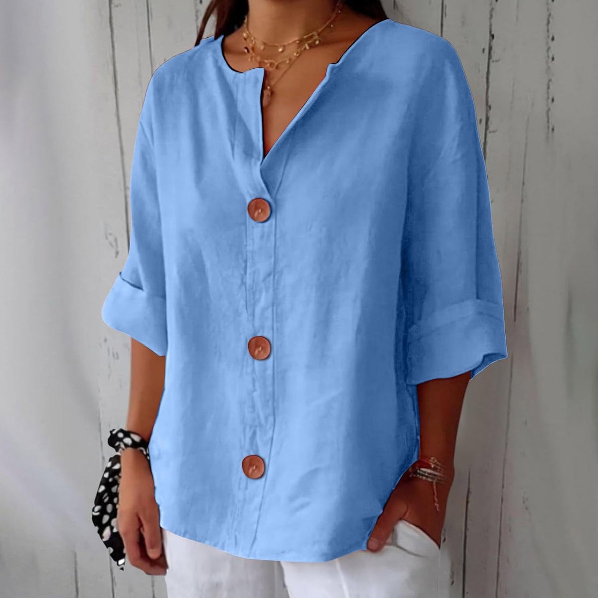 Clara | Women's Relaxed Linen-Style Blouse