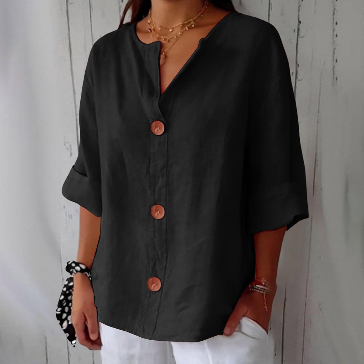 Clara | Women's Relaxed Linen-Style Blouse