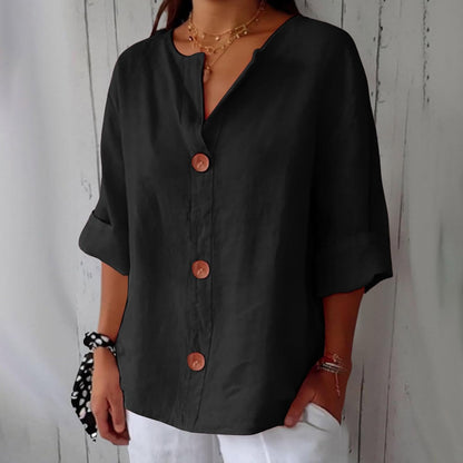 Clara | Women's Relaxed Linen-Style Blouse