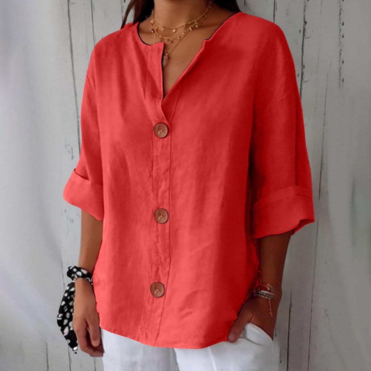 Clara | Women's Relaxed Linen-Style Blouse