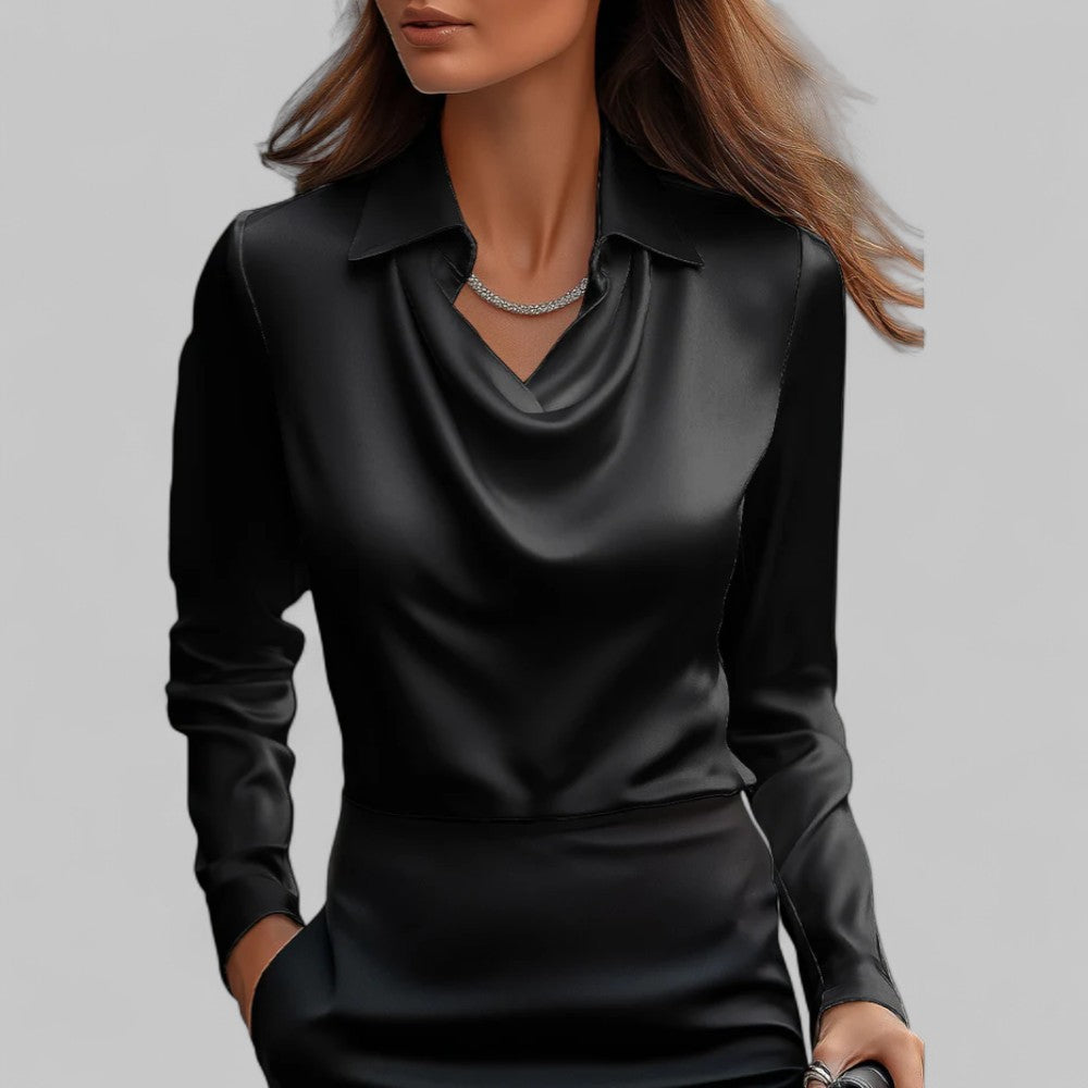 Sonja | Women's Cowl-Neck Satin Blouse