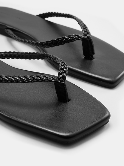 Kaci | Women’s Braided Leather Square-Toe Sandals