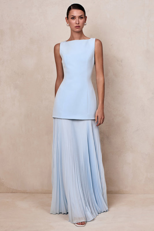 Steffany | Boat-Neck Maxi Dress With Drop-Waist