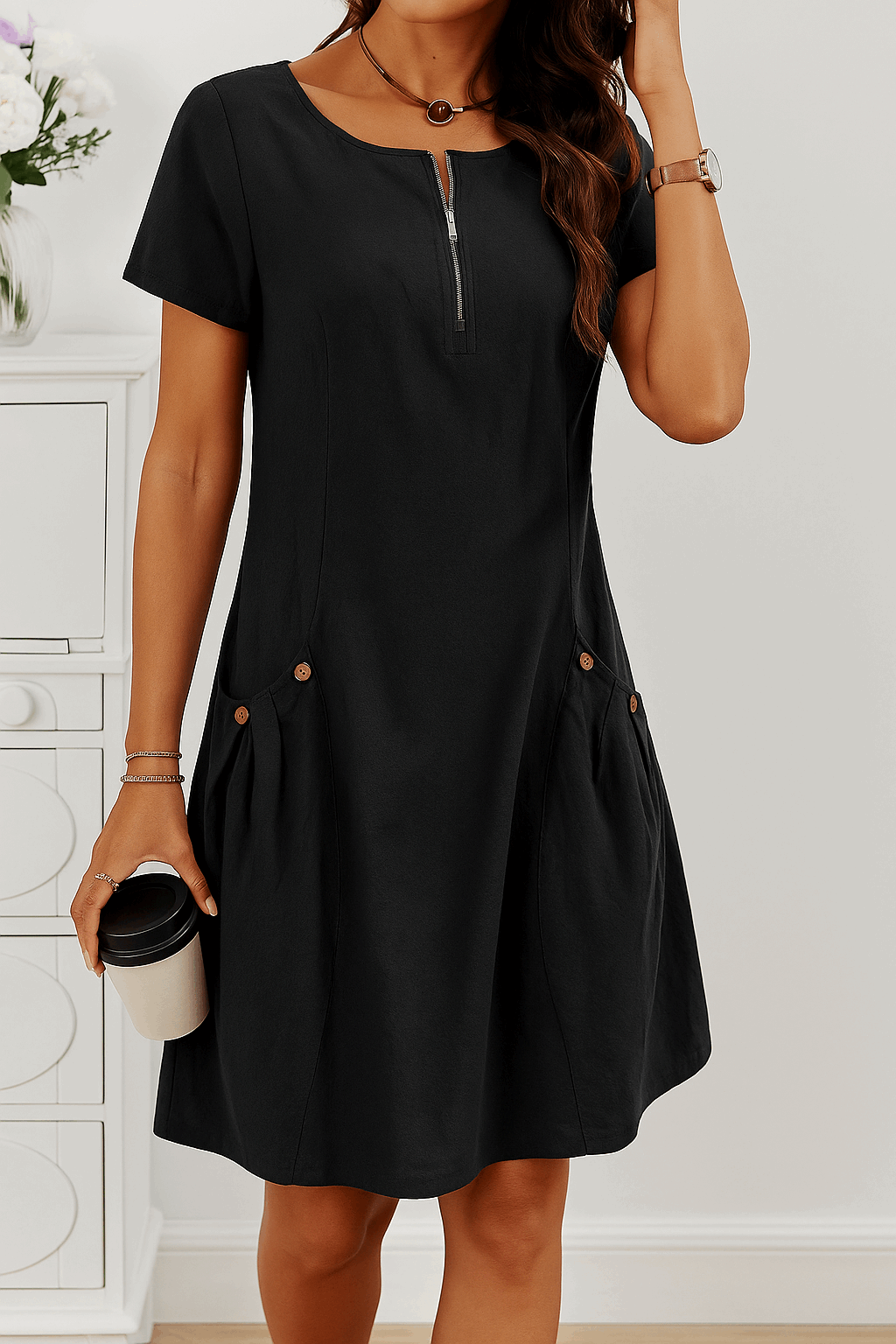 Eliza | Women’s Relaxed Zip-Front Pocket Dress