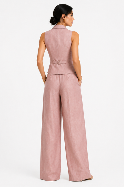 Tasha | Satin Vest & Wide-Leg Pants Set
