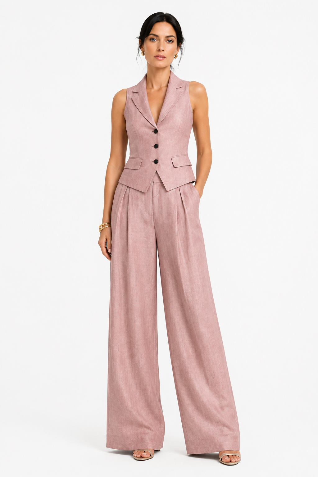 Tasha | Satin Vest & Wide-Leg Pants Set