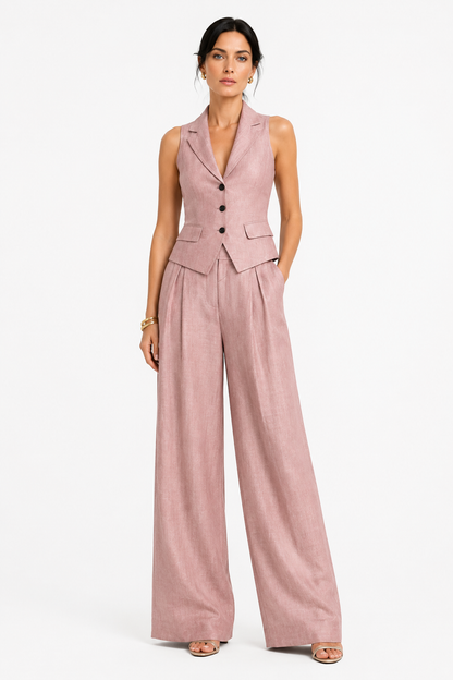 Tasha | Satin Vest & Wide-Leg Pants Set
