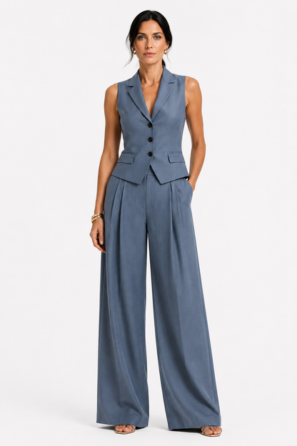 Tasha | Satin Vest & Wide-Leg Pants Set