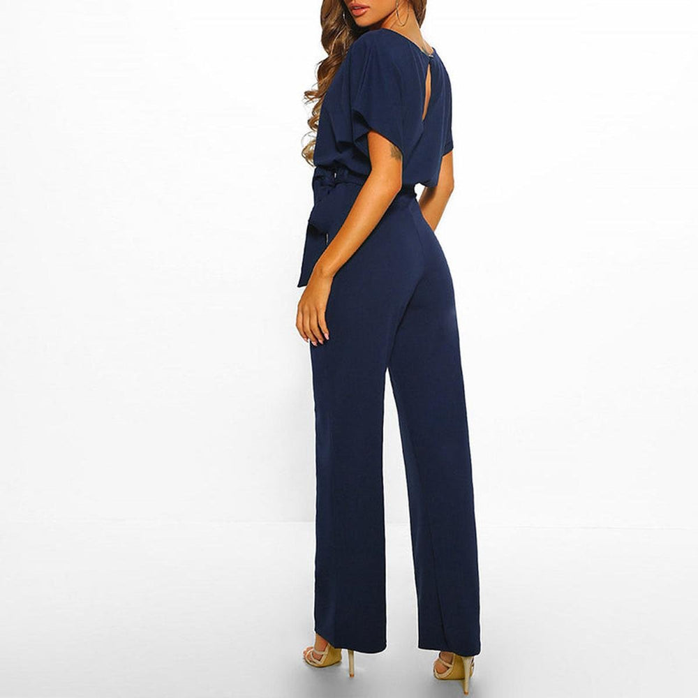 Marina | Women's Belted Short-Sleeve Light Jumpsuit