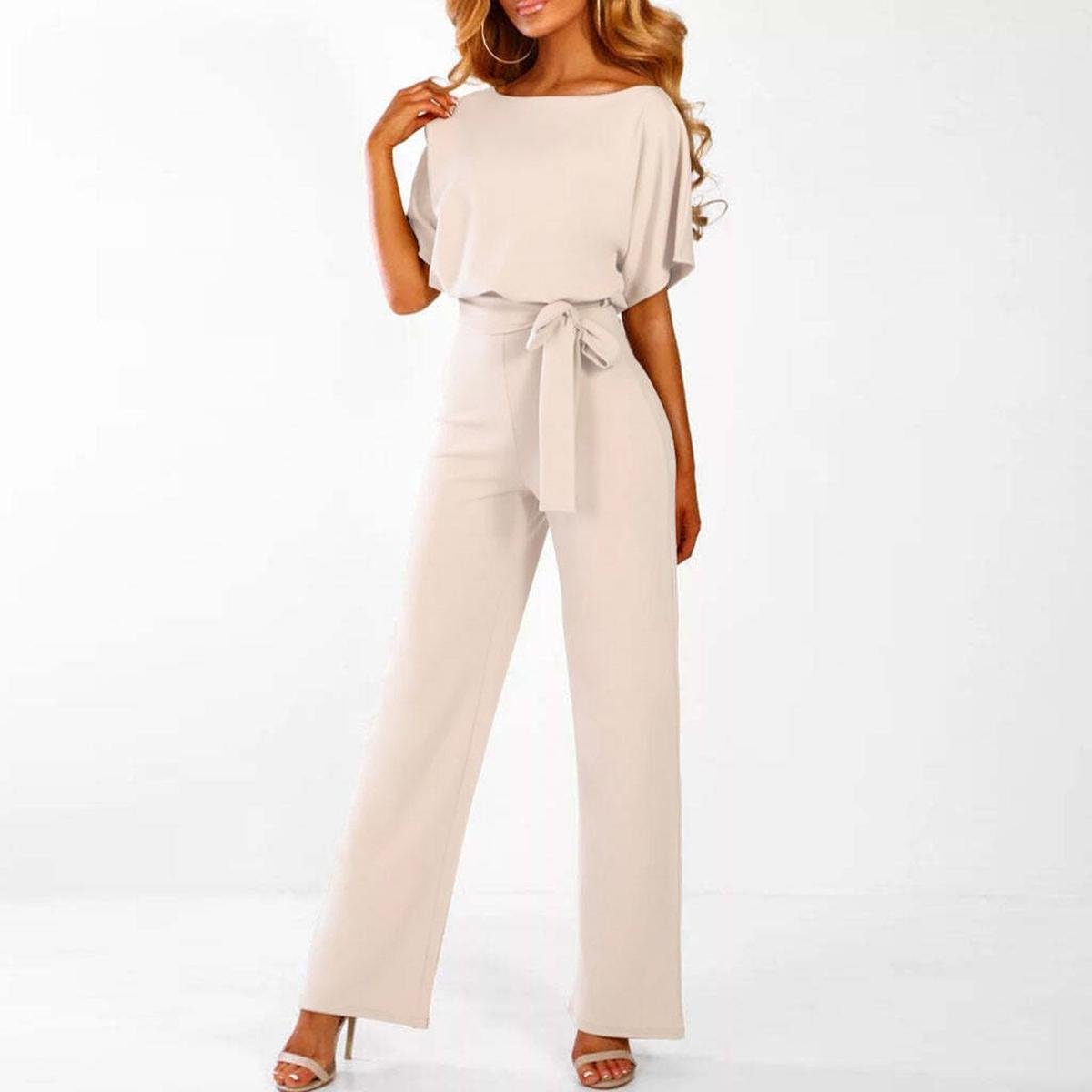 Marina | Women's Belted Short-Sleeve Light Jumpsuit