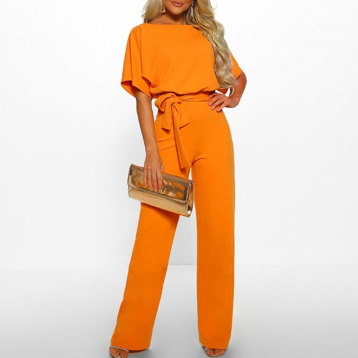 Marina | Women's Belted Short-Sleeve Light Jumpsuit