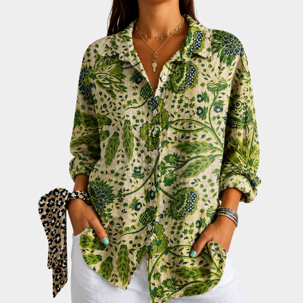 Zandy | Women's Colorful Floral Button-Up Shirt