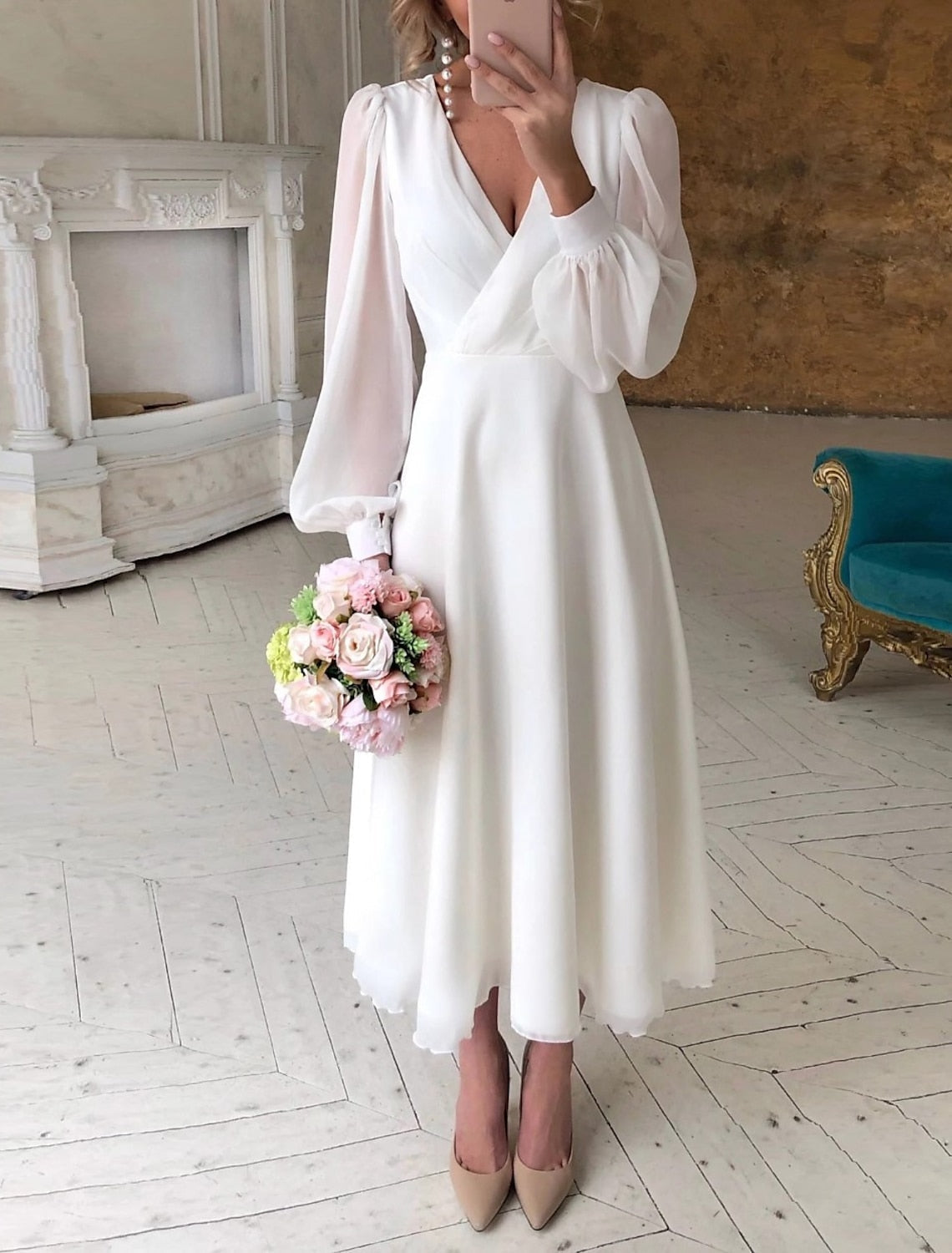 Annika | Women's Long-Sleeve Bridal Maxi Dress