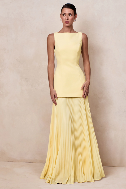 Steffany | Boat-Neck Maxi Dress With Drop-Waist