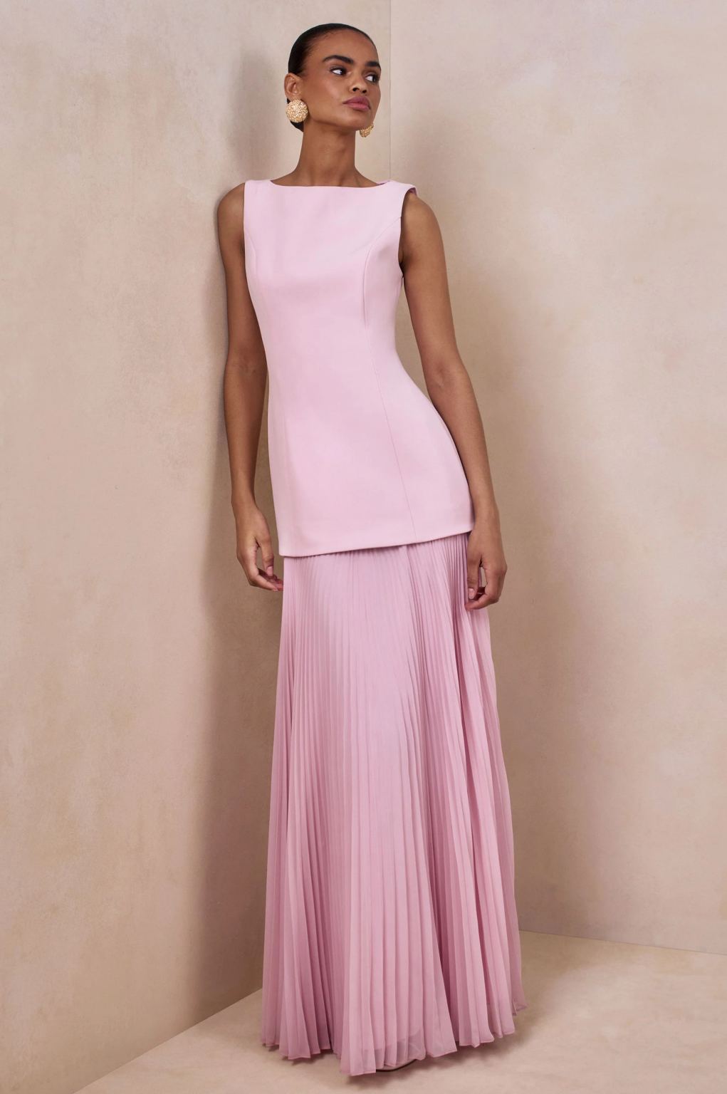 Steffany | Boat-Neck Maxi Dress With Drop-Waist