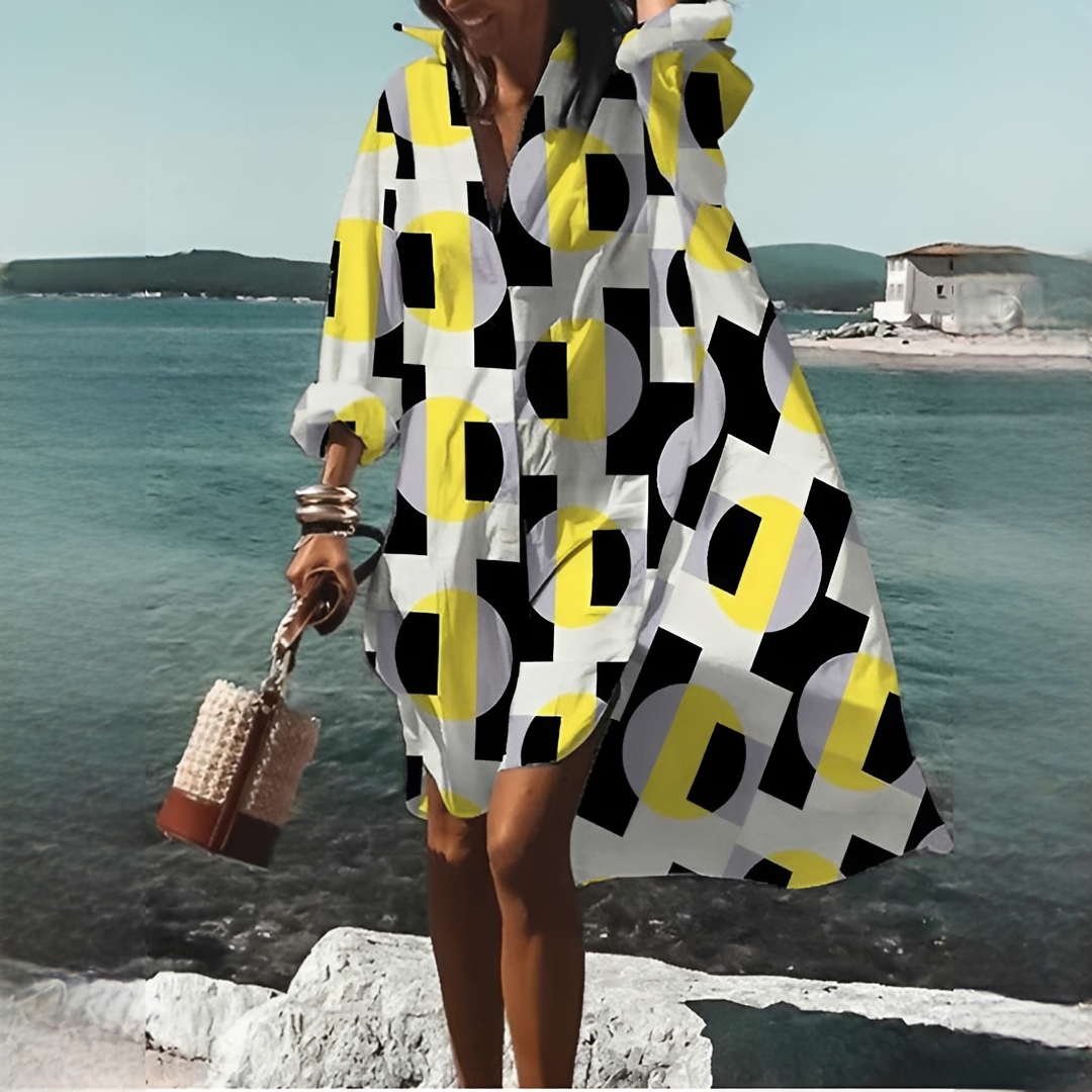 Annelie | Women’s Geometric Print V-Neck Dress