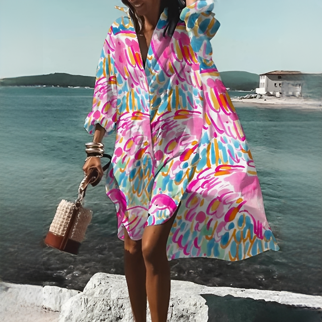 Annelie | Women’s Geometric Print V-Neck Dress