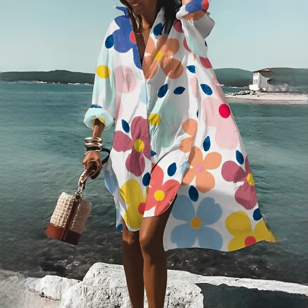 Annelie | Women’s Geometric Print V-Neck Dress