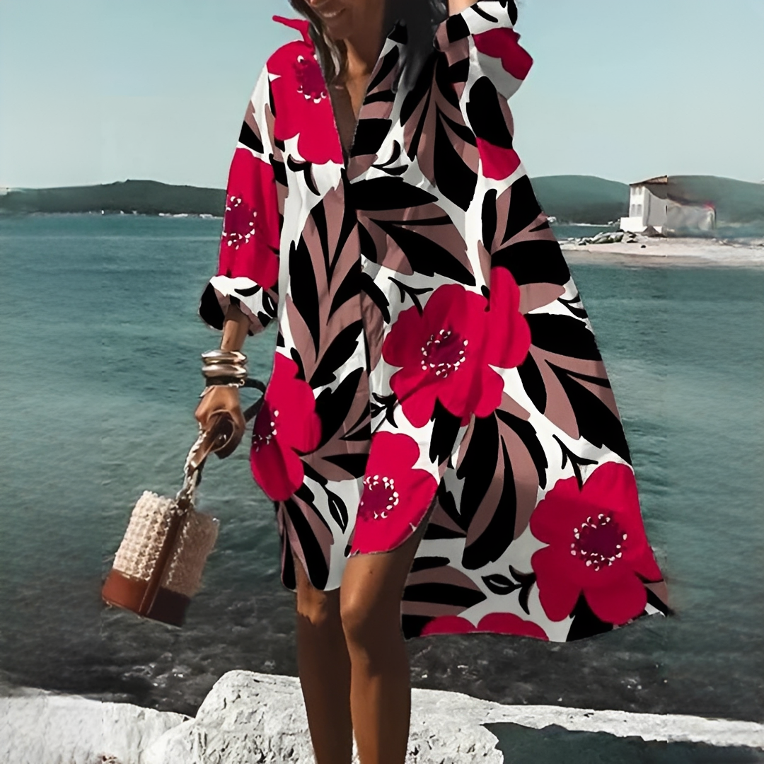 Annelie | Women’s Geometric Print V-Neck Dress