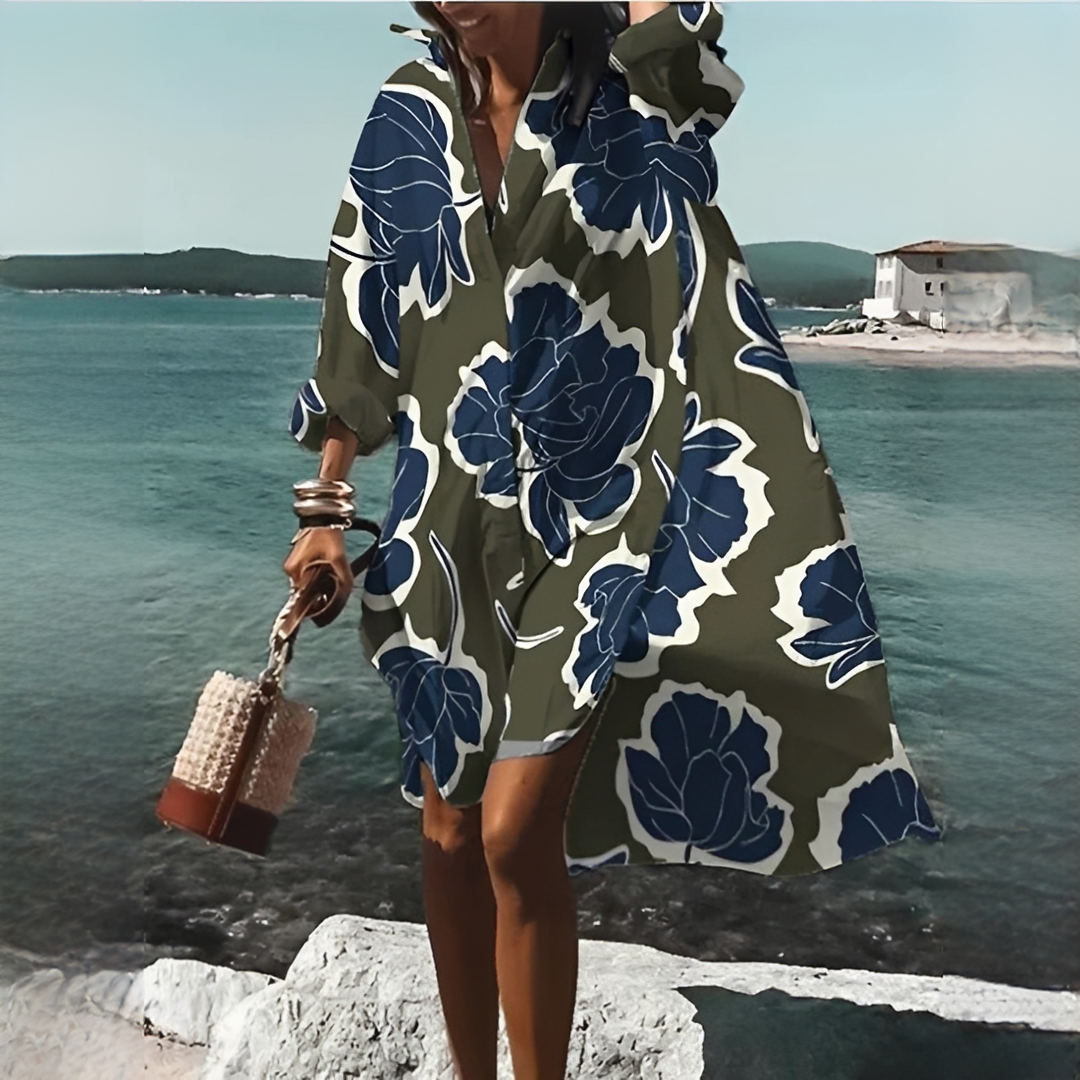 Annelie | Women’s Geometric Print V-Neck Dress