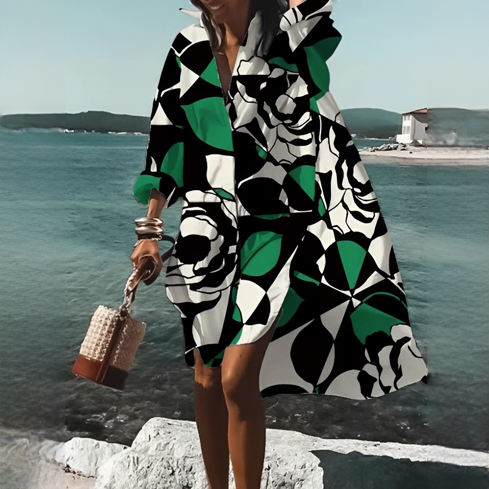 Annelie | Women’s Geometric Print V-Neck Dress