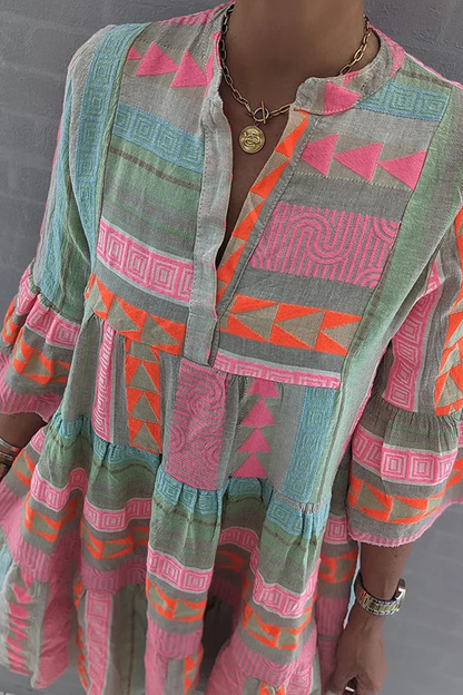 Thando | Women's Geometric Print Tiered Mini Dress