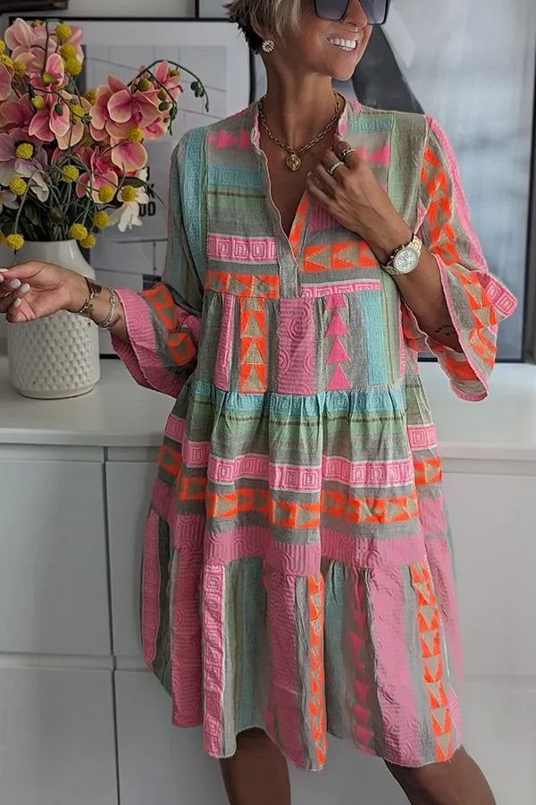 Thando | Women's Geometric Print Tiered Mini Dress
