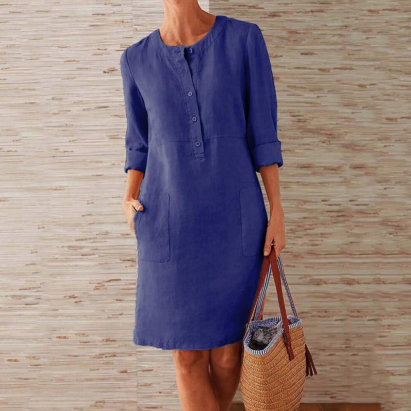 Palesa | Women's Button Front Linen Midi Dress