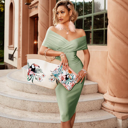 Naledi | Women's Off-Shoulder Ruched Midi Dress