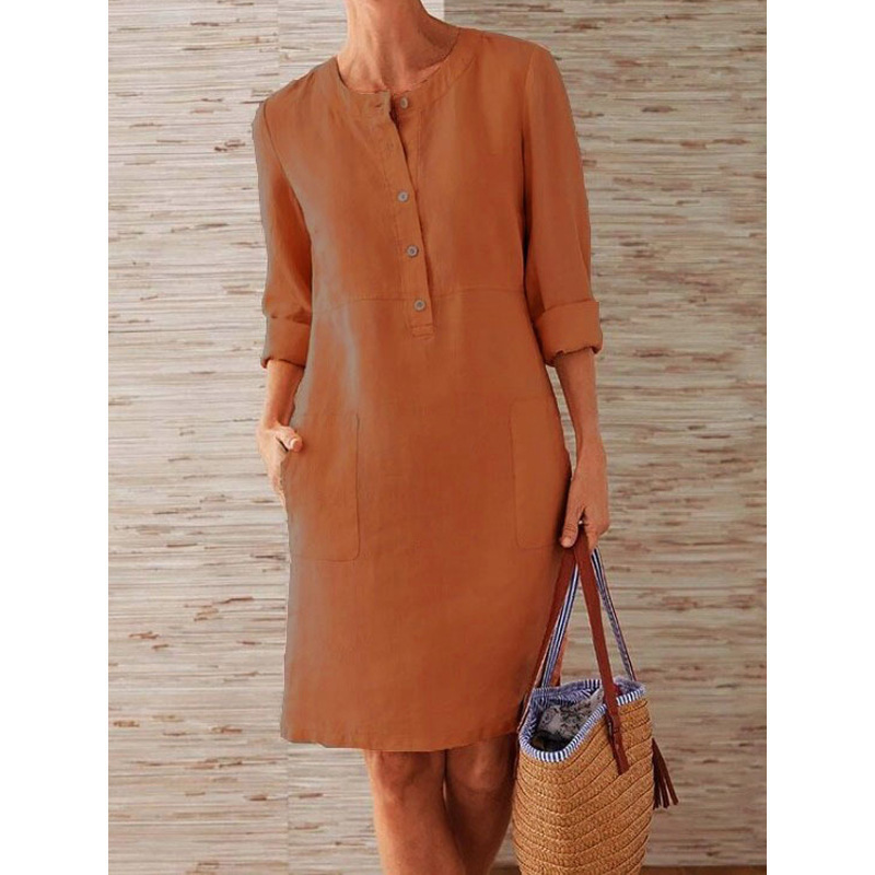 Palesa | Women's Button Front Linen Midi Dress