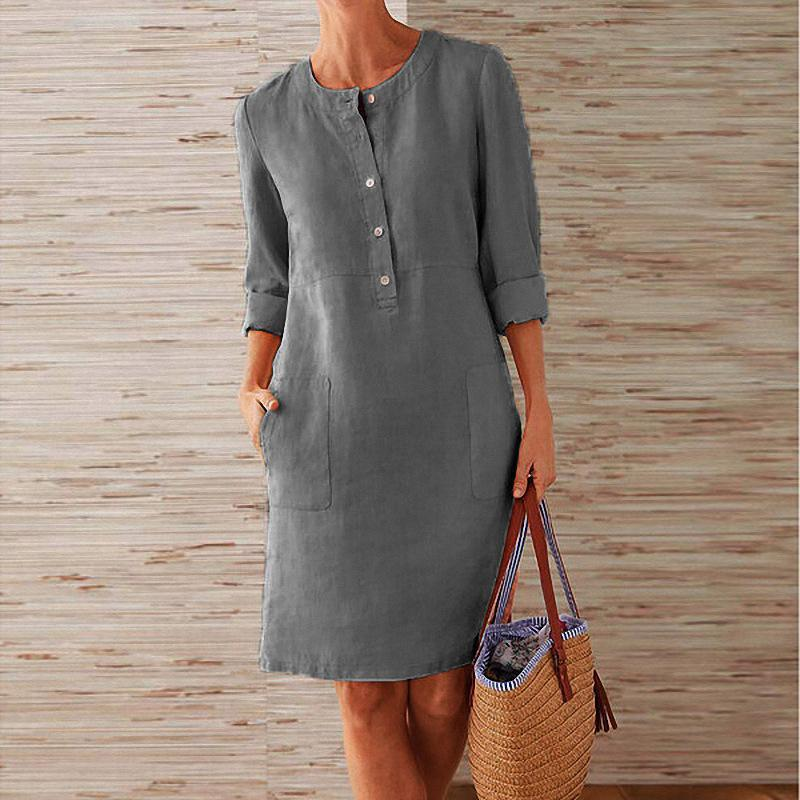 Palesa | Women's Button Front Linen Midi Dress