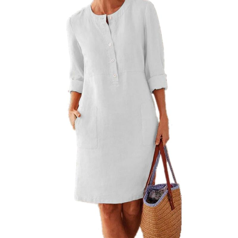 Palesa | Women's Button Front Linen Midi Dress