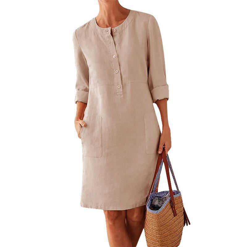 Palesa | Women's Button Front Linen Midi Dress