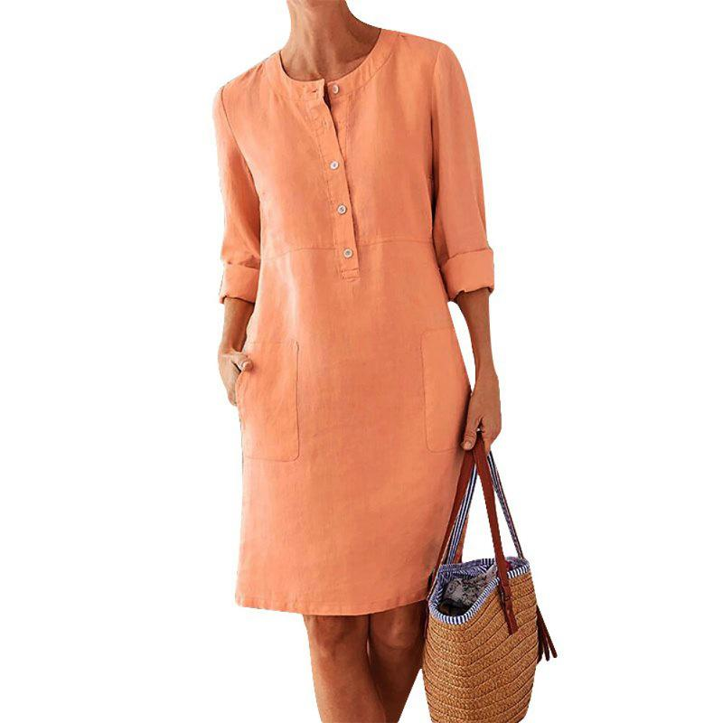Palesa | Women's Button Front Linen Midi Dress