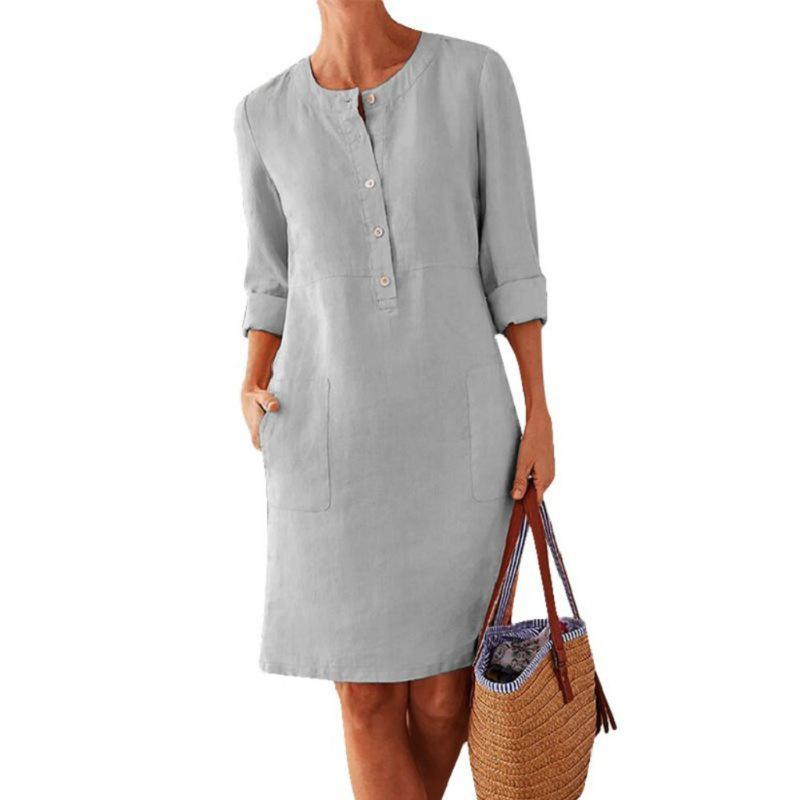 Palesa | Women's Button Front Linen Midi Dress