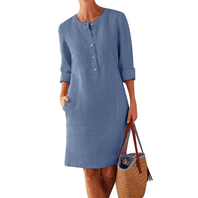 Palesa | Women's Button Front Linen Midi Dress