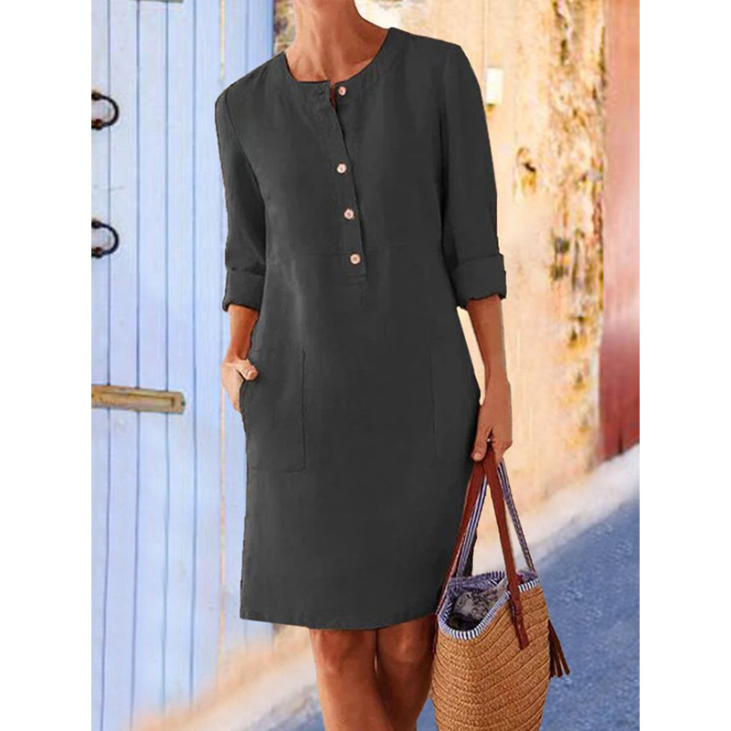 Palesa | Women's Button Front Linen Midi Dress